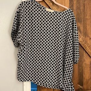 Michael Kors Black and White Bermont Side Tie Top